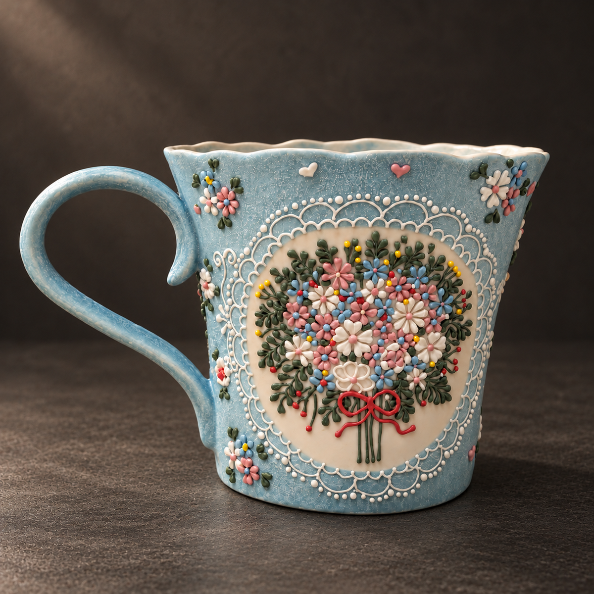 Blue Bouquet Ceramic Mug — front view