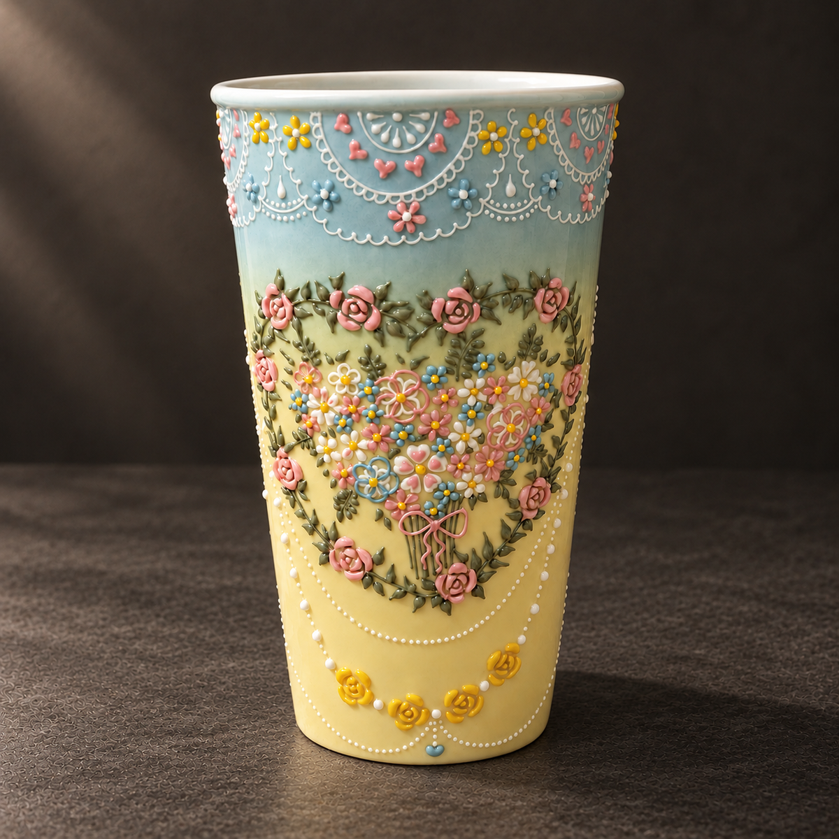 Pastel Bouquet Ceramic Tumbler — front view