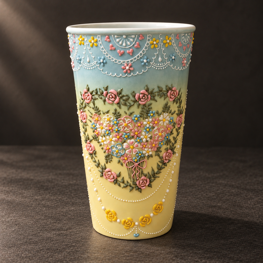 Pastel Bouquet Ceramic Tumbler — front view