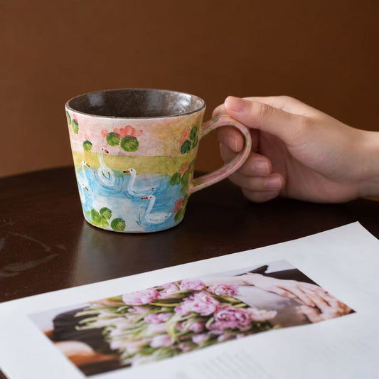 Pastel Pond Goose Ceramic Cup