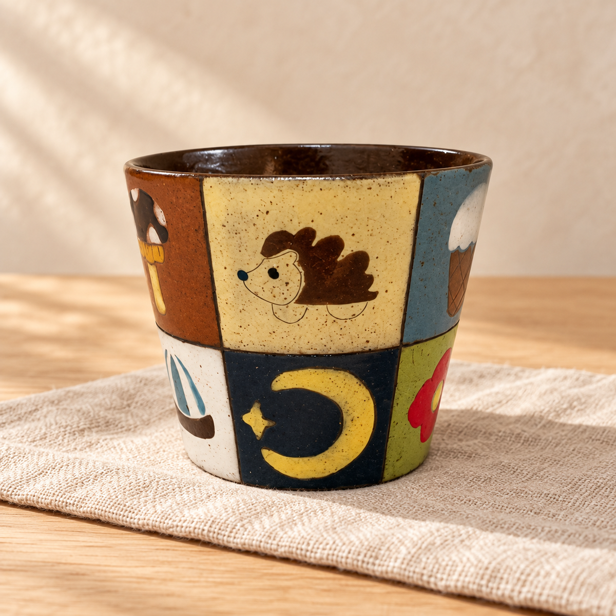 Patchwork Story Ceramic Cup — front view